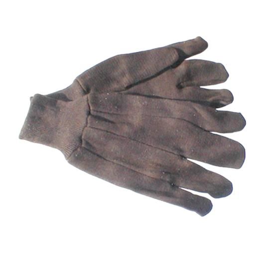 Brown Jersey Cotton Glove with Knit Wrist - Size L