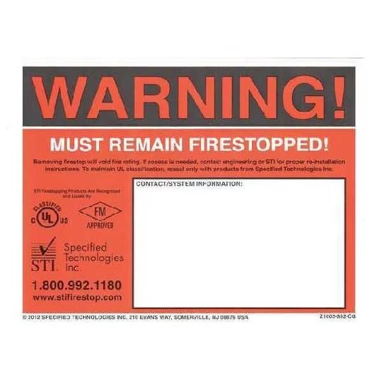 STI Z1003-892-CG Red Warning Labels - 100/Pack