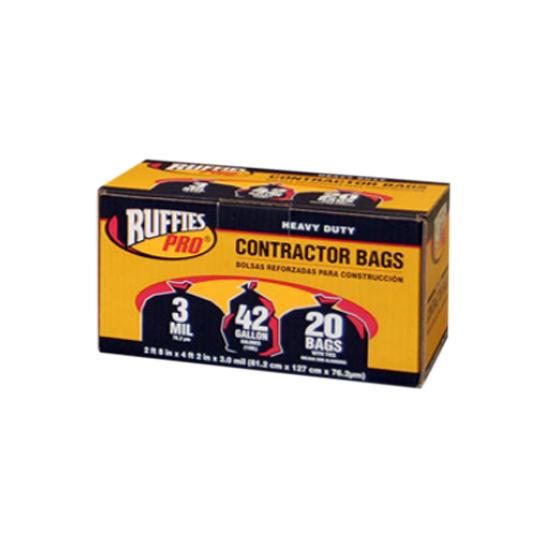 42 Gallon 3 mil Ruffies Pro Heavy Duty Contractor Bags - Carton of 20