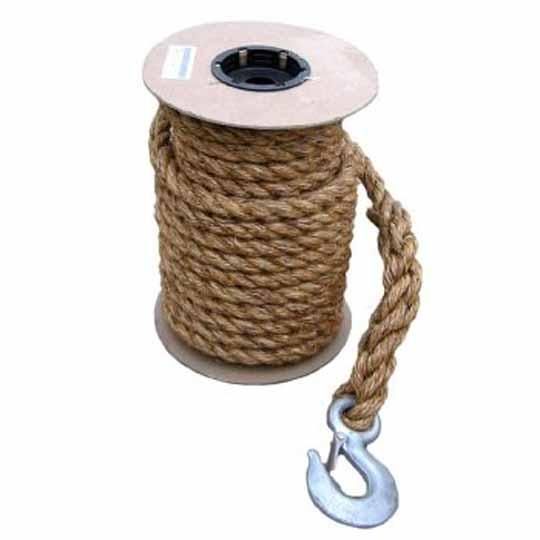 3/4" x 100' 3 Strand Manila Rope with Forged Snap Hook
