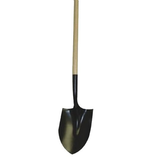 Steel Round Point Shovel with Long Wood Handle