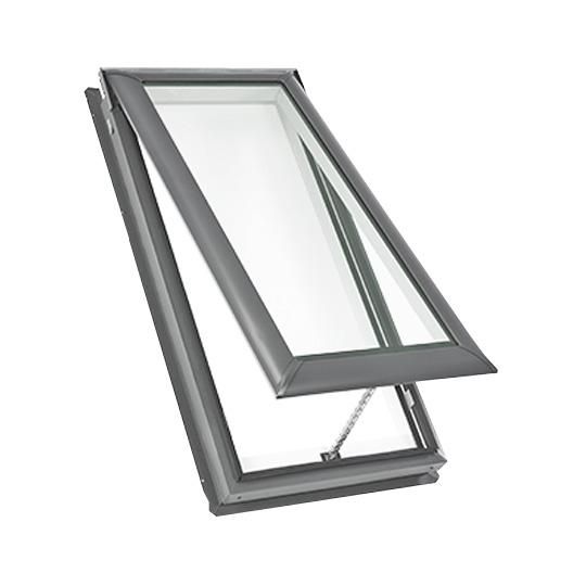 Manual "Fresh Air" Deck-Mounted Skylight with Aluminum Cladding, Tempered Low-E3 Glass & Tan Solar Blackout Blind