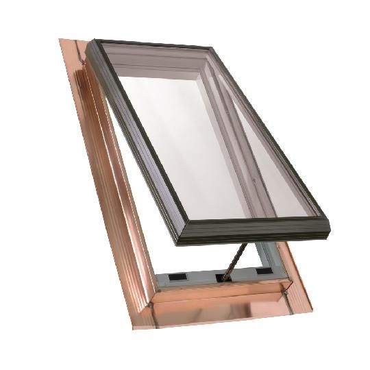 Thermo-Lit Manual Venting Pan-Flashed Skylight with Copper Cladding & Tempered Low-E2 Glass