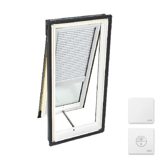 Manual "Fresh Air" Deck-Mounted Skylight with Aluminum Cladding, Laminated Low-E3 Glass & White Solar Room Darkening Blind