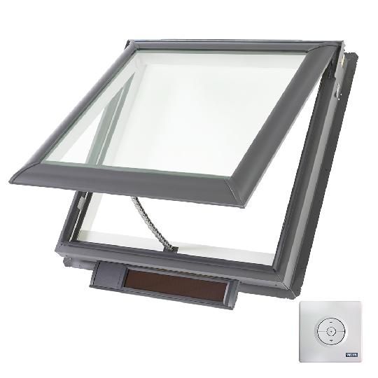 Solar Powered "Fresh Air" Deck-Mounted Skylight with Aluminum Cladding & Laminated Low-E3 Glass