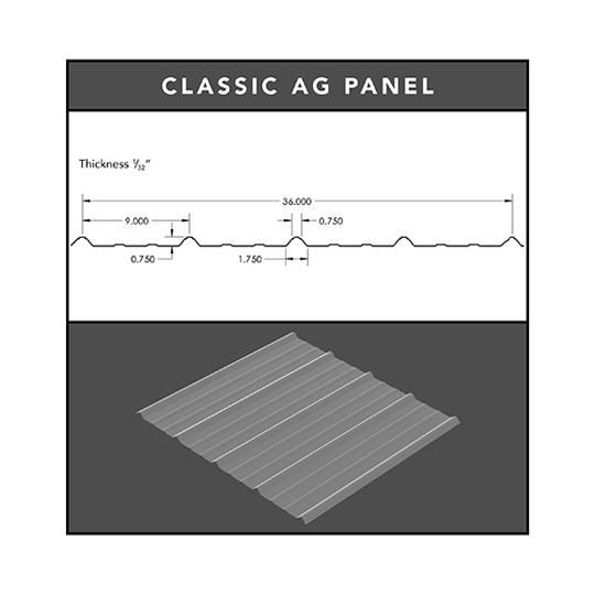 9" ON CENTER NARROW RIB POLYCARBONATE PANEL MP1