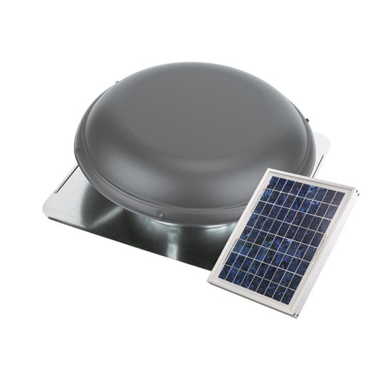 Air Vent Solar Powered Attic Ventilator Roof-Mount Metal with Separate Solar Panel Weathered Wood