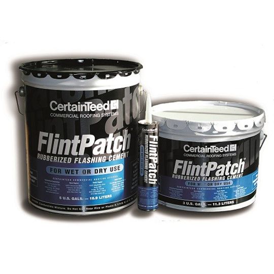 CertainTeed Roofing FlintPatch (Wet/Dry) Rubberized Flashing Cement - 3 Gallon Bucket Black