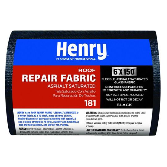 Henry Company 181 6" x 150' Roof Repair Asphalt Saturated Fiberglass Fabric Black