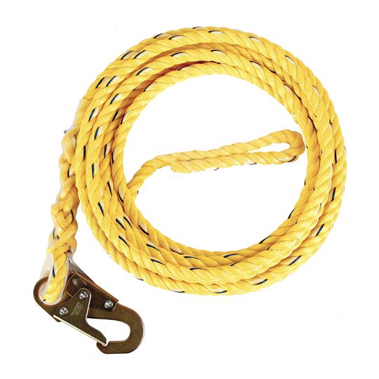 Guardian Fall Protection 50' Poly Steel Rope Lifeline with Snap Hook End