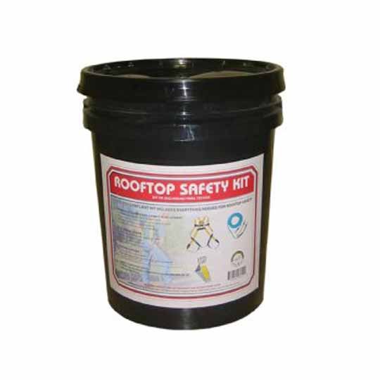 C&R Manufacturing Safety Kit in a Bucket with One-Time-Use Peak Anchor Black