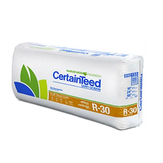 Certainteed - Insulation 10" x 24" x 48" Sustainable R-30 Kraft Faced Batts - 88 Sq. Ft. per Bag