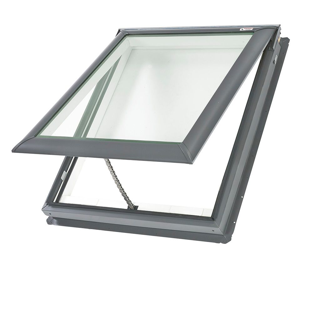 Velux 30-1/16" x 37-7/8" Manual "Fresh Air" Deck-Mounted Skylight with Aluminum Cladding & Laminated Low-E3 Glass Stain Grade Wood