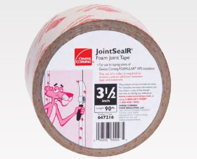 Owens Corning 3-1/2" x 90' JointSealR&reg; Foam Joint Tape Roll - Individually Labeled