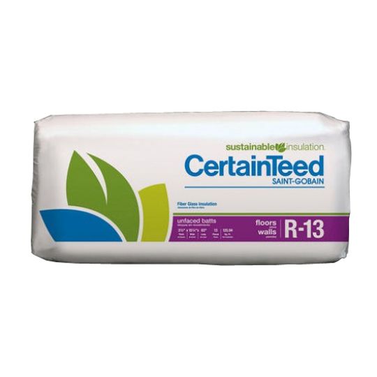 Certainteed - Insulation 3-1/2" x 15-1/4" x 93" Sustainable R-13 Unfaced Batts - 125.94 Sq. Ft. per Bag