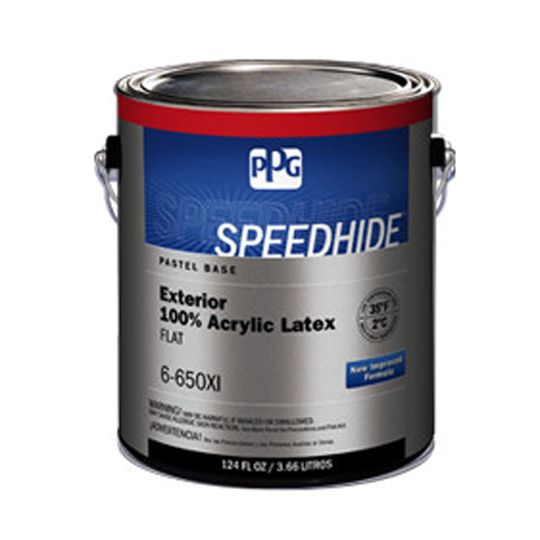 (6-650xi) Speedhide® Exterior 100% Acrylic Latex Flat With Pastel Base 