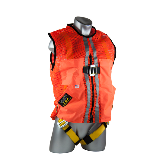 Guardian Fall Protection Construction Tux Harness - Size XL Orange Mesh