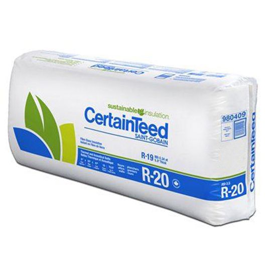 Certainteed - Insulation 5-1/2" x 15-1/4" x 93" Sustainable R-20 Unfaced Batts - 77.5 Sq. Ft. per Bag