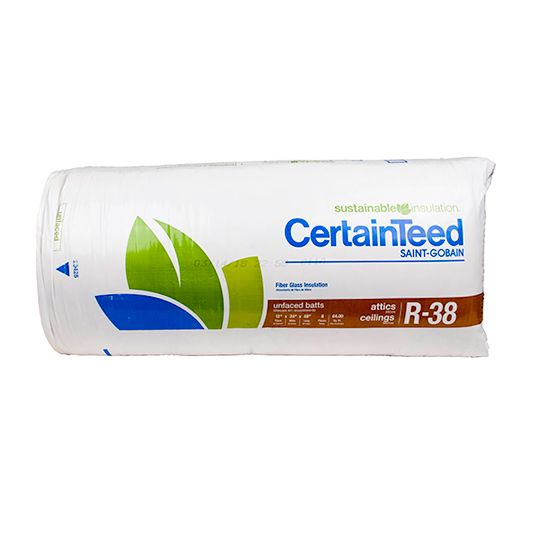 Certainteed - Insulation 12" x 24" x 48" Sustainable R-38 Unfaced Batts - 64 Sq. Ft. per Bag