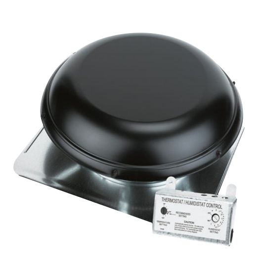 TRI-BUILT 1170 Power Plus Roof Vent with Pre-Wired Humidistat/Thermostat Black