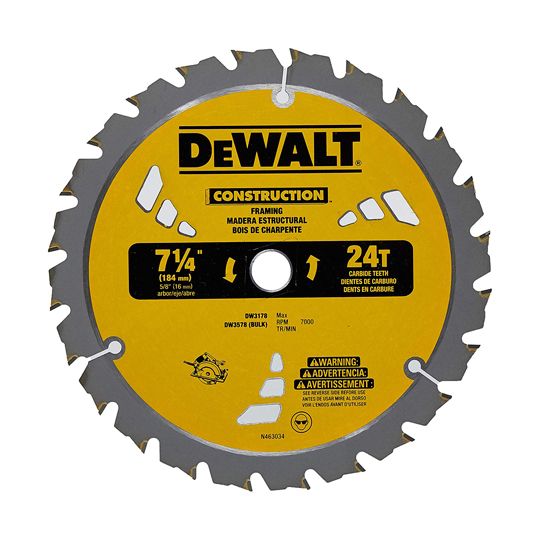 DeWalt 7-1/4" 24T Framing Carbide Thin Kerf Circular Saw Blade - Pack of 10