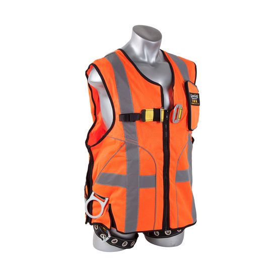 Guardian Fall Protection Deluxe Construction Tux Harness - Size Medium Orange Mesh