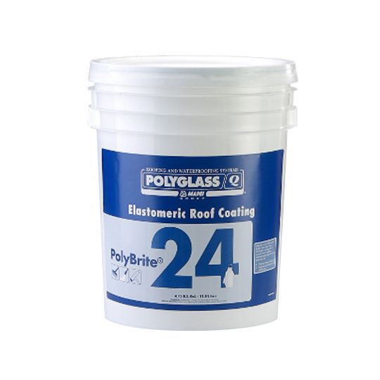 Polyglass PolyBrite&reg; 24 Elastomeric Roof Coating 5 Gallon Pail White
