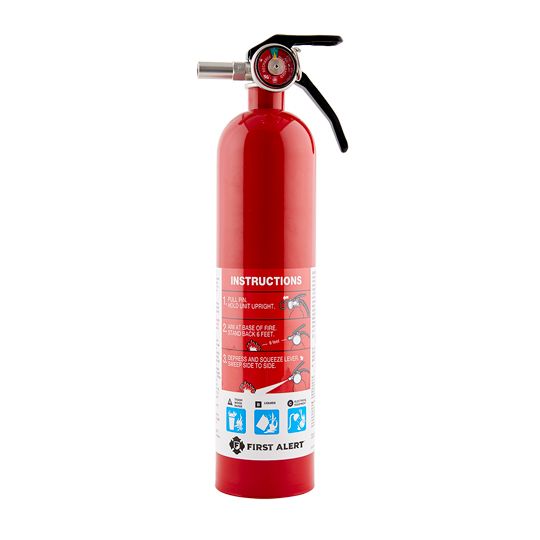 First Alert Rechargeable Home Fire Extinguisher with Bracket - UL Rated 1-A:10-B:C Red