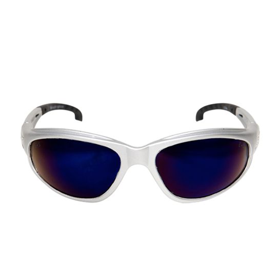 Edge Eyewear Dakura Safety Glasses Silver Frame/Blue Mirror Lens