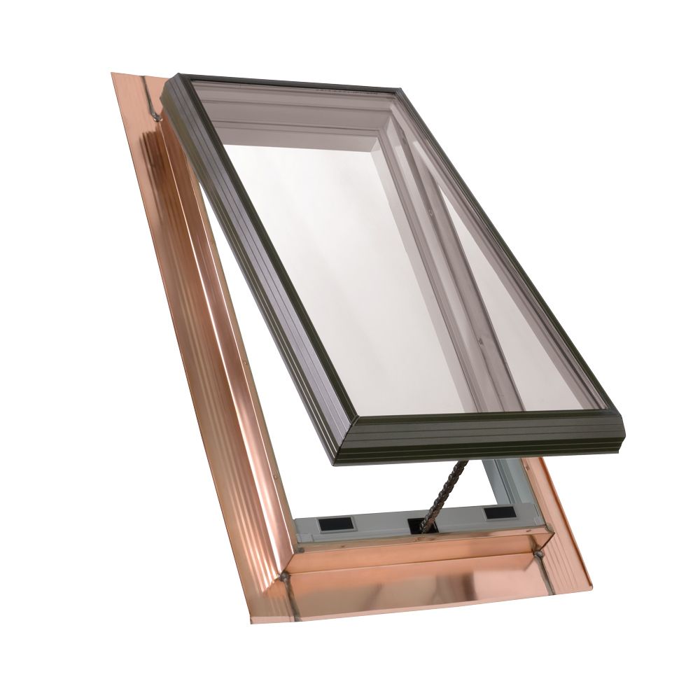 Velux 22-1/2" x 30-1/2" Thermo-Lit Manual Venting Pan-Flashed Skylight with Copper Cladding & Tempered Low-E2 Glass