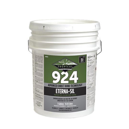 Tropical Roofing Products 924 ETERNA-SIL Premium 100% Silicone Roof Coating - 5 Gallon Pail Light Grey
