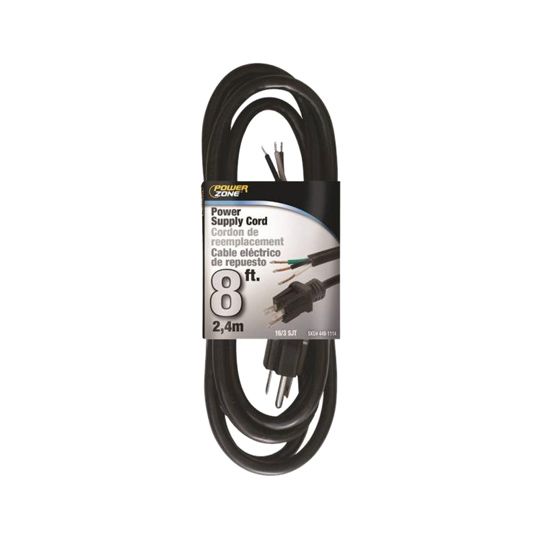 PowerZone 16/3 x 8' SJTW Power Supply Cord Black