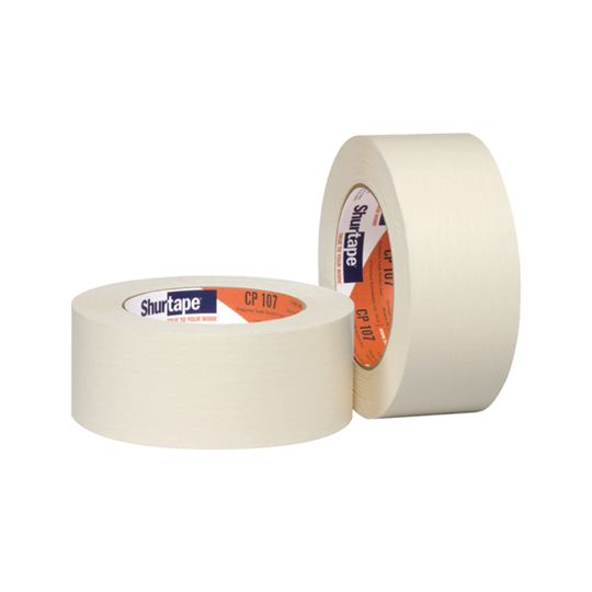 Shurtape Technologies 1-1/2" x 180' CP 107 Industrial Grade Medium-High Adhesion Synthetic Masking Tape Natural
