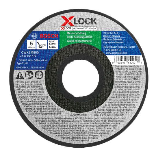 Bosch Tools 5" x 1/16" X-LOCK Arbor Type 1A (ISO 41) 24 Grit Masonry Cutting Abrasive Wheel