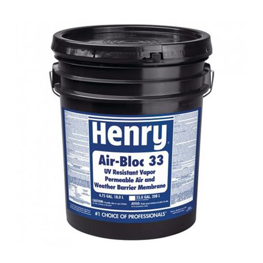 Henry Company Air-Bloc 33MR UV-Resistant, Vapor Permeable Air and Weather Barrier Membrane - 5 Gallon Pail