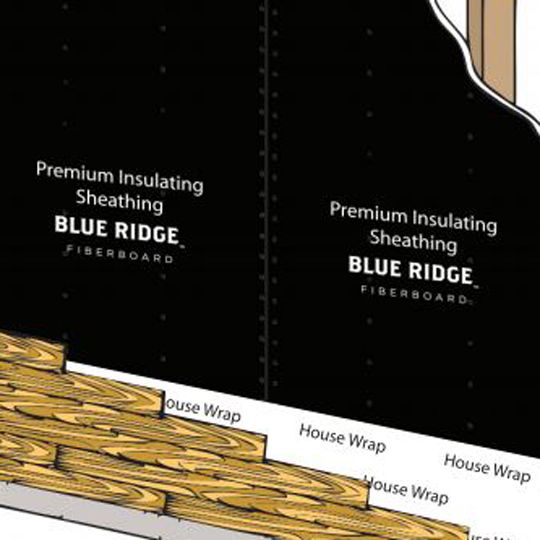 Blue Ridge FiberBoard 1/2" x 4' x 9' Premium Insulation Sheathing with 6 Side Coating