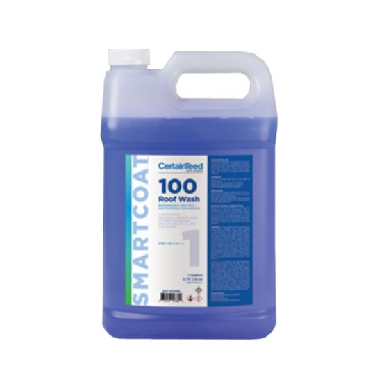 CertainTeed Roofing SMARTCOAT&trade; 100 Roof Wash Concentrated Industrial Strength Roof Cleaner & Degreaser - 1 Gallon Pail Translucent Blue