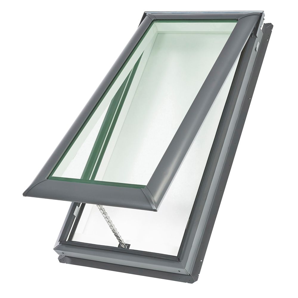 Velux 21" x 45-3/4" Manual "Fresh Air" Deck-Mounted Skylight with Aluminum Cladding & Impact Low-E3 Glass White