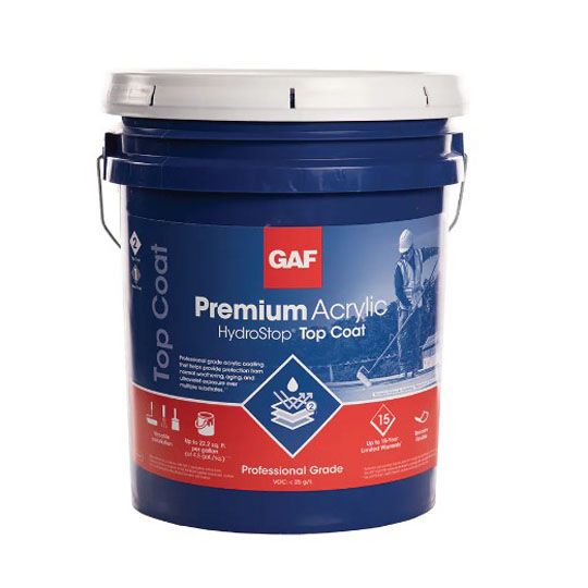 GAF Premium Acrylic HydroStop&reg; Top Coat 5 Gallon Pail White