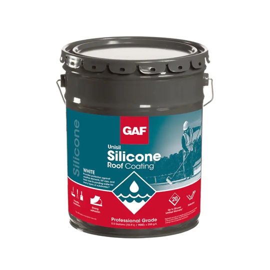 GAF Unisil Silicone Roof Coating 5 Gallon Pail White